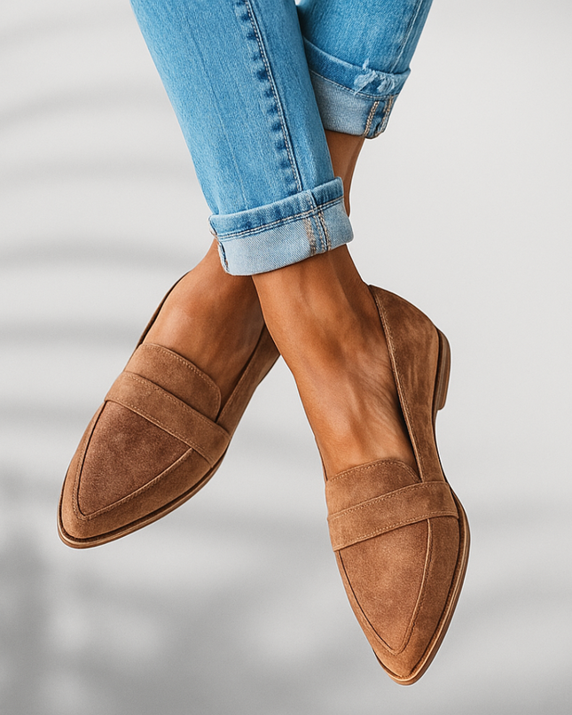 Evelyn | Pointed Toe Penny Loafers – Slip-On Flat Comfort