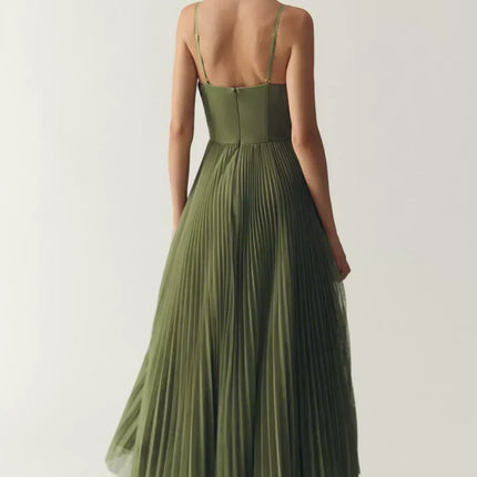 Genevieve | Pleated Open-Back Midi Dress