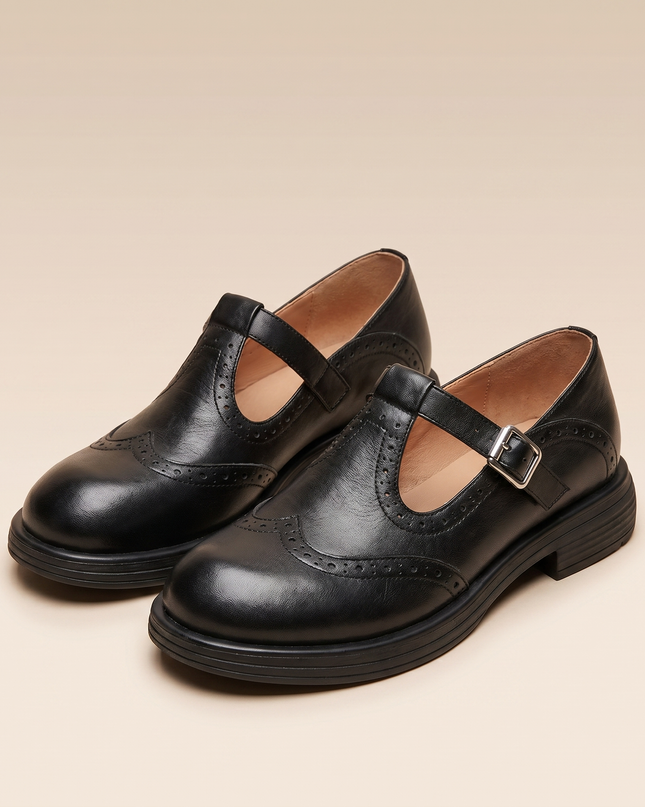 Harper | Women's Leather Mary Jane Shoes – Adjustable Strap
