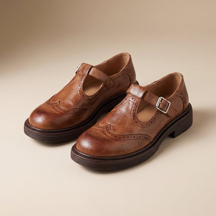 Harper | Women's Leather Mary Jane Shoes – Adjustable Strap
