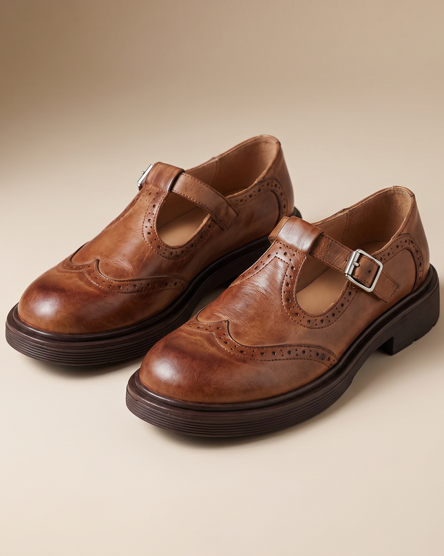 Harper | Women's Leather Mary Jane Shoes – Adjustable Strap