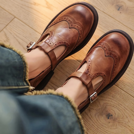 Harper | Women's Leather Mary Jane Shoes – Adjustable Strap