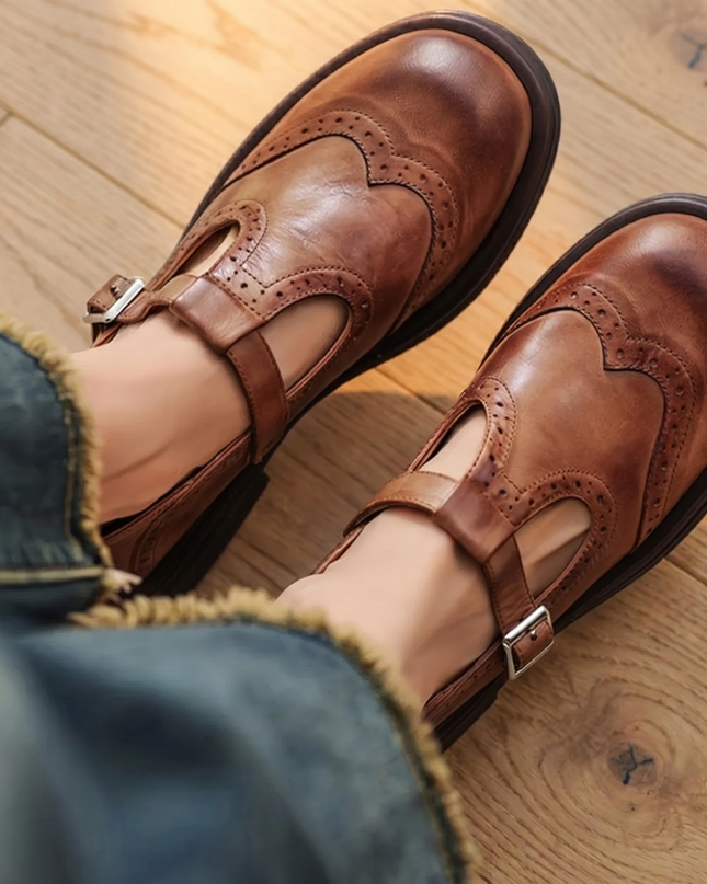 Harper | Women's Leather Mary Jane Shoes – Adjustable Strap