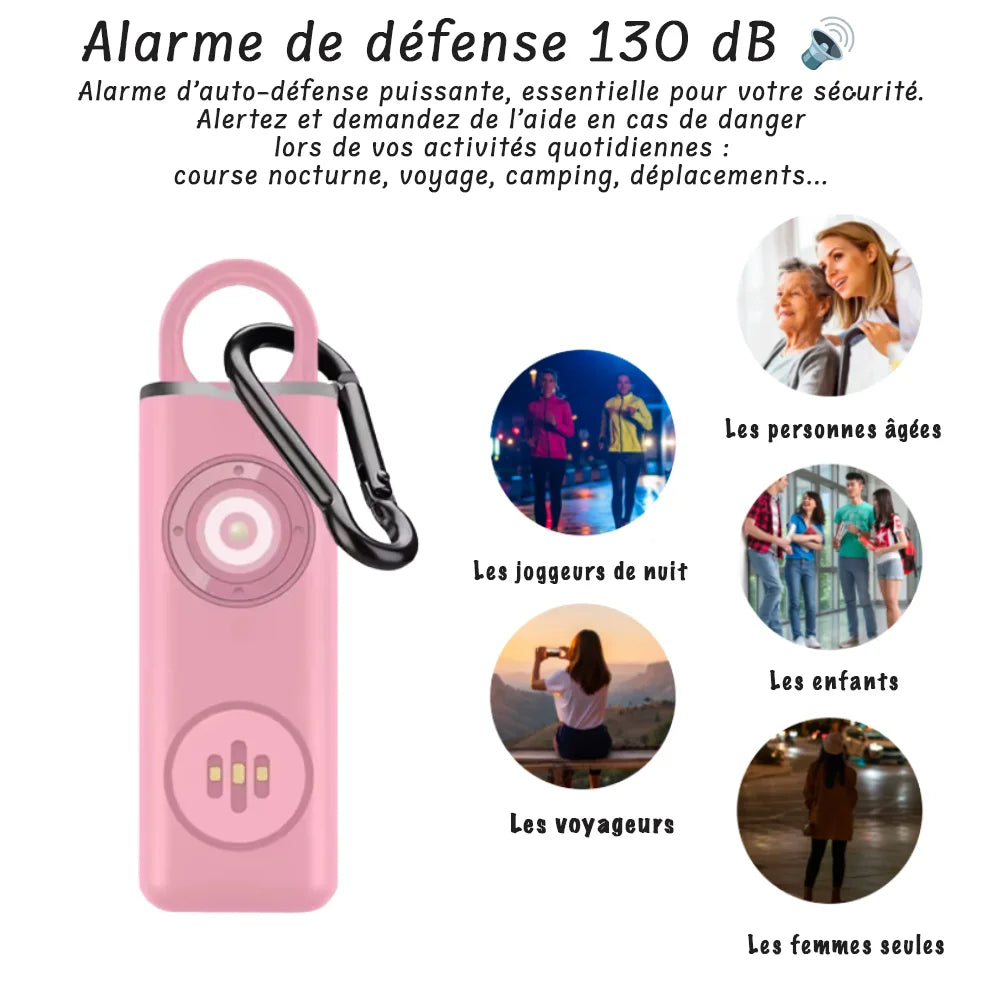 Alarme Personnelle 130dB + Flash LED