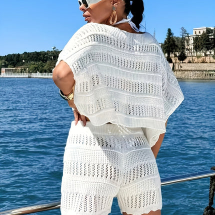 Ione | Breezy Women's Two Piece Set – Crochet Shorts & Top