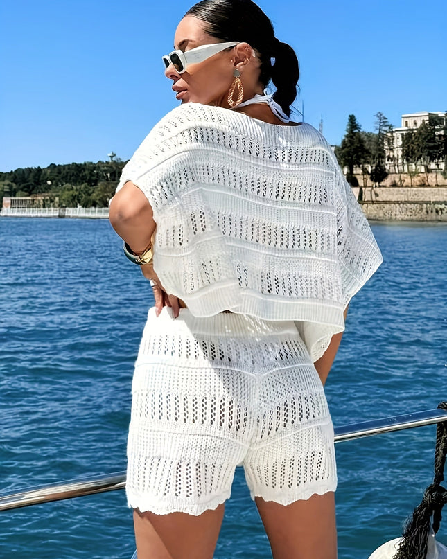 Ione | Breezy Women's Two Piece Set – Crochet Shorts & Top