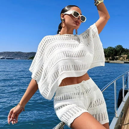 Ione | Breezy Women's Two Piece Set – Crochet Shorts & Top