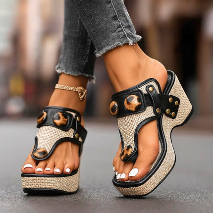 Isabella | Platform Slide Sandals with Stud Detail