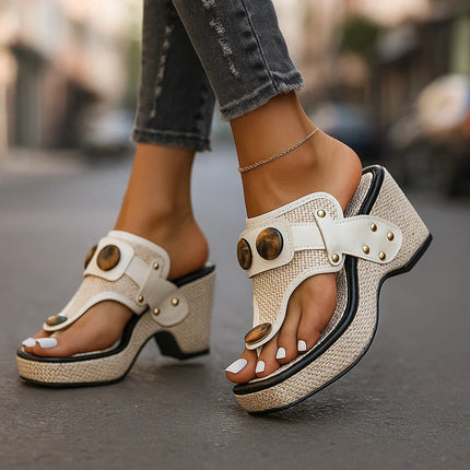 Isabella | Platform Slide Sandals with Stud Detail