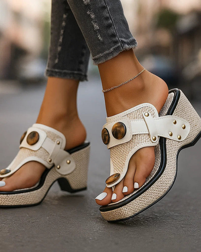Isabella | Platform Slide Sandals with Stud Detail