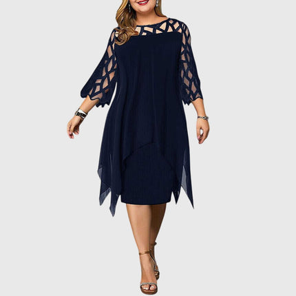 Isolde | Elegant Plus Size Dress – Lace Sleeve Midi