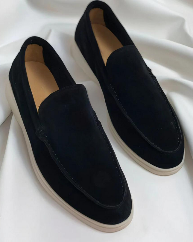 Men’s Slip-On Loafers – Stitched Detail & Light Sole