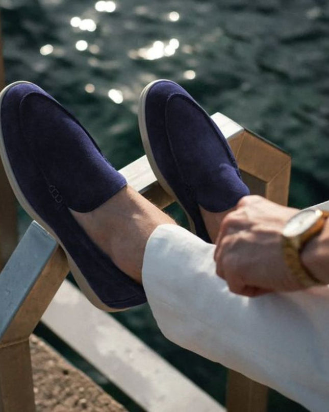 Men’s Slip-On Loafers – Stitched Detail & Light Sole