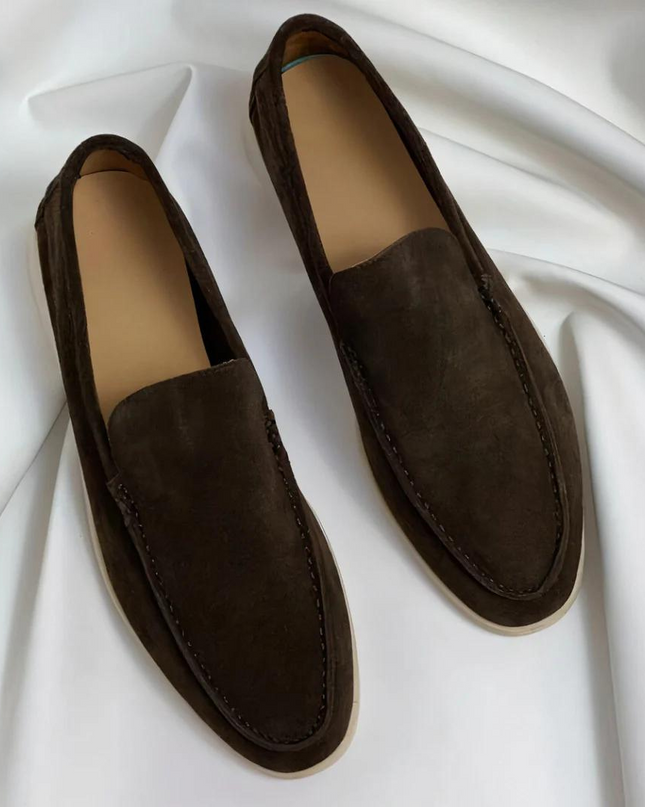 Men’s Slip-On Loafers – Stitched Detail & Light Sole