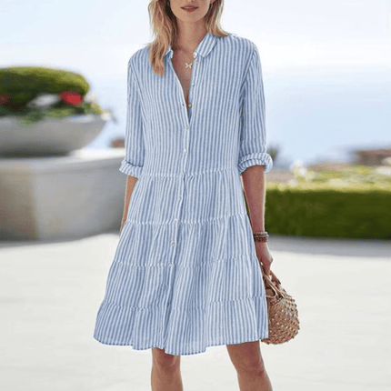 Lolita | Breezy Shirt Dress – Tiered Striped Style