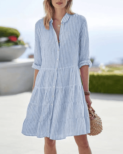 Lolita | Breezy Shirt Dress – Tiered Striped Style