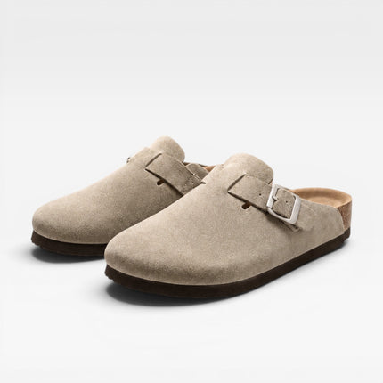 Lucien | Classic Men's Suede Cork Clogs – Buckle Slip-On