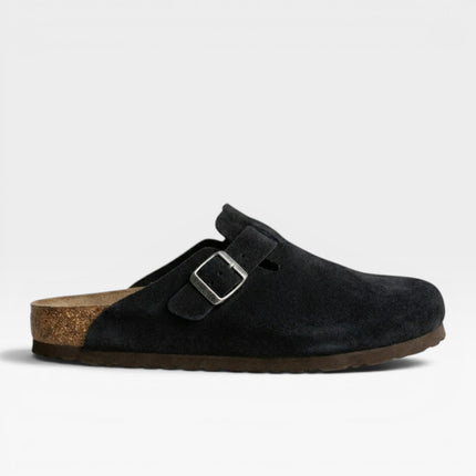 Lucien | Classic Men's Suede Cork Clogs – Buckle Slip-On