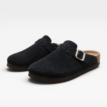 Lucien | Classic Men's Suede Cork Clogs – Buckle Slip-On