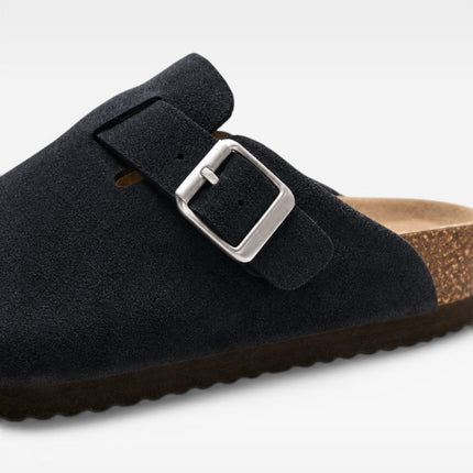 Lucien | Classic Men's Suede Cork Clogs – Buckle Slip-On