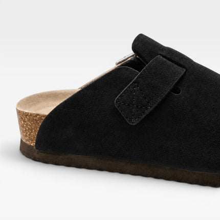 Lucien | Classic Men's Suede Cork Clogs – Buckle Slip-On