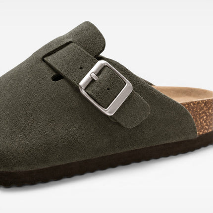Lucien | Classic Men's Suede Cork Clogs – Buckle Slip-On
