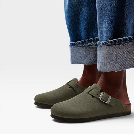 Lucien | Classic Men's Suede Cork Clogs – Buckle Slip-On