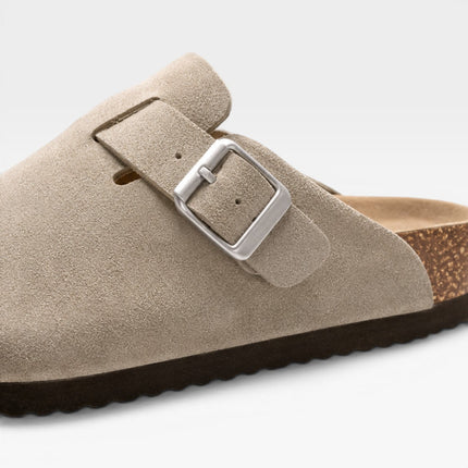 Lucien | Classic Men's Suede Cork Clogs – Buckle Slip-On