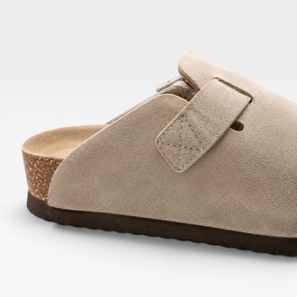 Lucien | Classic Men's Suede Cork Clogs – Buckle Slip-On