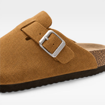 Lucien | Classic Men's Suede Cork Clogs – Buckle Slip-On