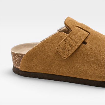 Lucien | Classic Men's Suede Cork Clogs – Buckle Slip-On