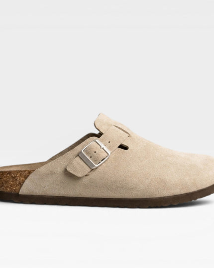 Lucien | Classic Men's Suede Cork Clogs – Buckle Slip-On