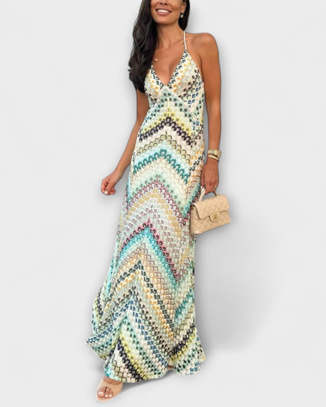 Maëlle | Vibrant Maxi Dress – Strappy Patterned Evening Style