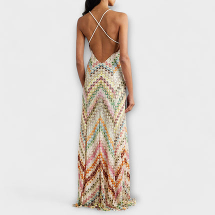 Maëlle | Vibrant Maxi Dress – Strappy Patterned Evening Style