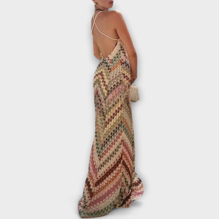 Maëlle | Vibrant Maxi Dress – Strappy Patterned Evening Style