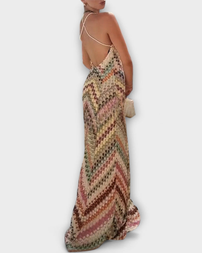 Maëlle | Vibrant Maxi Dress – Strappy Patterned Evening Style