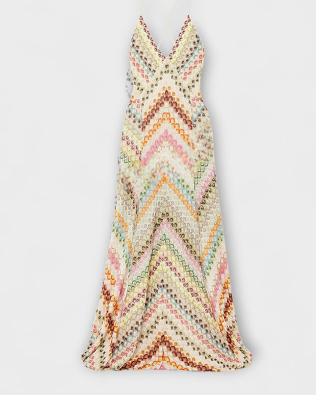 Maëlle | Vibrant Maxi Dress – Strappy Patterned Evening Style