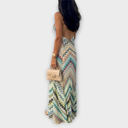 Maëlle | Vibrant Maxi Dress – Strappy Patterned Evening Style