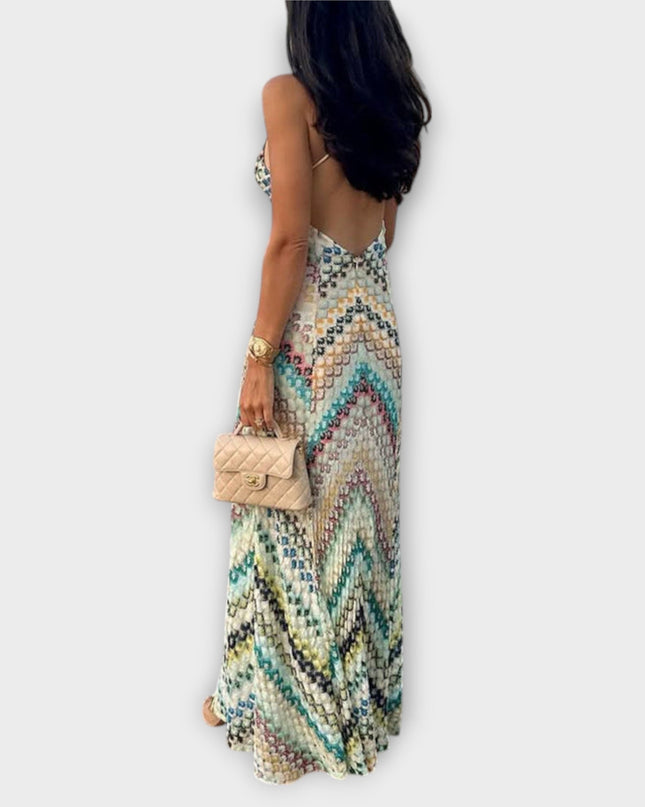 Maëlle | Vibrant Maxi Dress – Strappy Patterned Evening Style