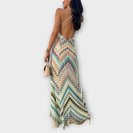 Maëlle | Vibrant Maxi Dress – Strappy Patterned Evening Style
