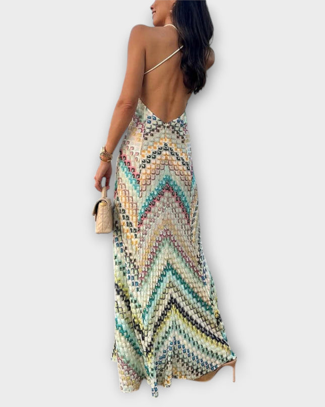 Maëlle | Vibrant Maxi Dress – Strappy Patterned Evening Style