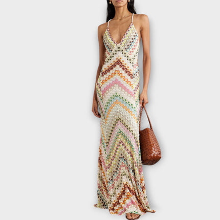 Maëlle | Vibrant Maxi Dress – Strappy Patterned Evening Style