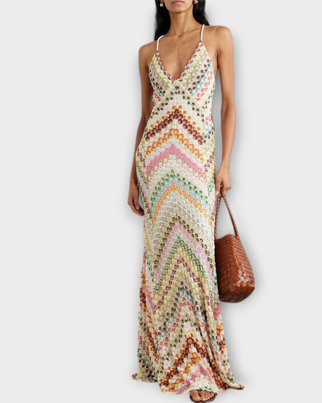 Maëlle | Vibrant Maxi Dress – Strappy Patterned Evening Style