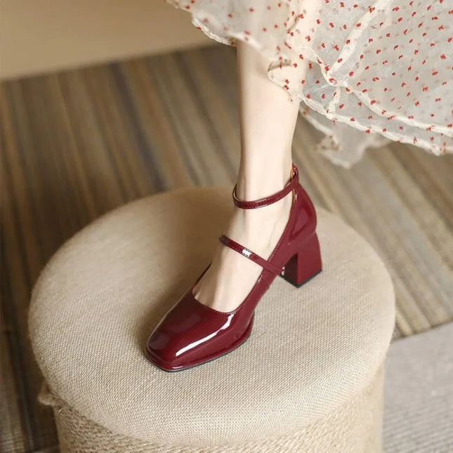 Margot | Women's Block Heel Mary Jane Shoes – Patent Finish
