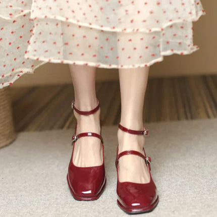 Margot | Women's Block Heel Mary Jane Shoes – Patent Finish