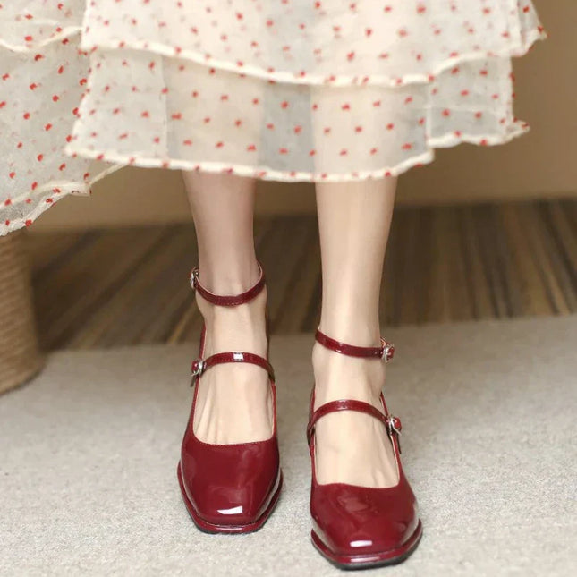 Margot | Women's Block Heel Mary Jane Shoes – Patent Finish