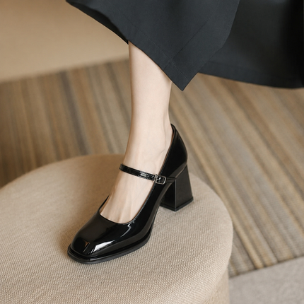 Margot | Women's Block Heel Mary Jane Shoes – Patent Finish