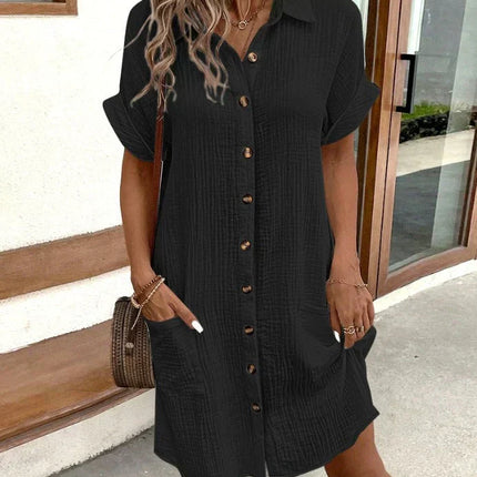 Maris | Relaxed Shirt Mini Dress – Button-Front Style