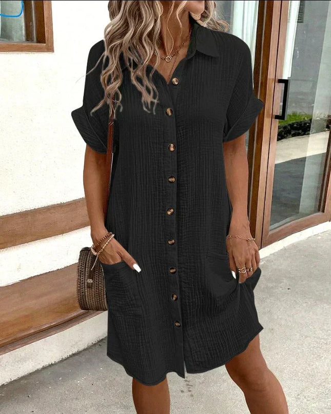 Maris | Relaxed Shirt Mini Dress – Button-Front Style