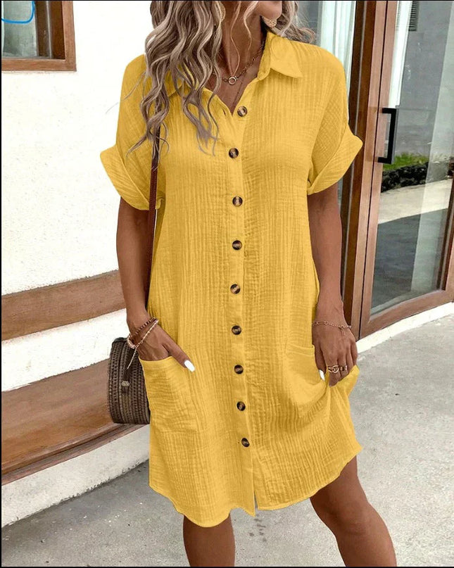 Maris | Relaxed Shirt Mini Dress – Button-Front Style